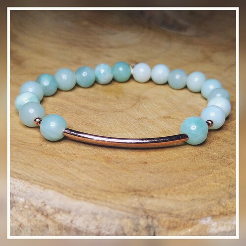 Bracelet bohème ''joie de vivre'' en amazonite. pierre naturelle énergétique lithothérapie. création fait-main