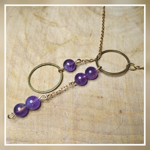 Collier féminin ''harmonie'' en pierre naturelle énergétique améthyste | lithothérapie. création fait-main made in france