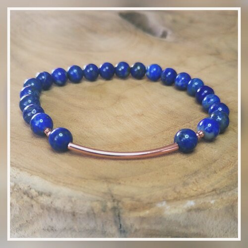 Bracelet bohème ''bonne humeur'' en lapis lazuli. pierre naturelle énergétique bénéfique pour le mental