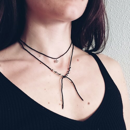 Xoxo - collier 2en1 en pierre naturelle au choix. collier ras de cou. création unique fait-main énergétique | lithothérapie