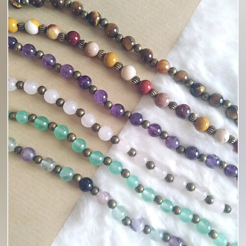 Bracelet boho en pierre naturelle au choix. bijou énergétique | lithothérapie