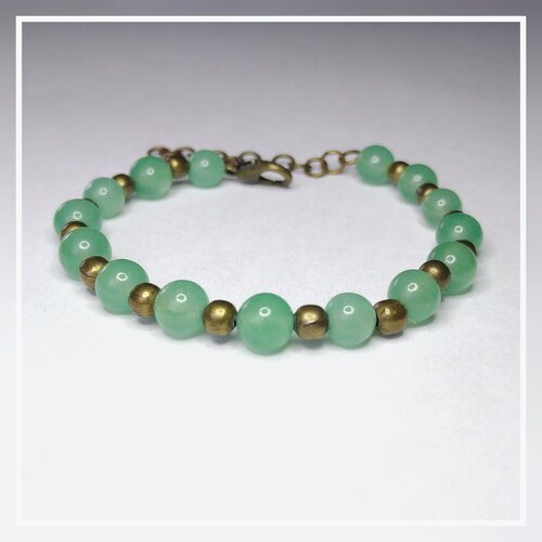 Bracelet bohème &quot;anti-stress&quot; en pierre naturelle aventurine. bijou énergétique fait-main