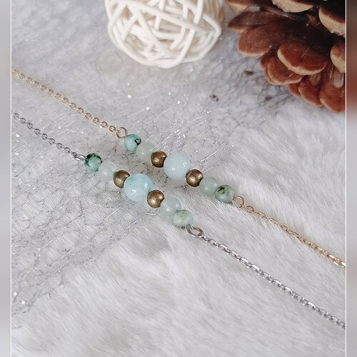 Bracelet ''anti-stress&quot; avec 3 pierres naturelles | énergétique. création fait-main lithothérapie