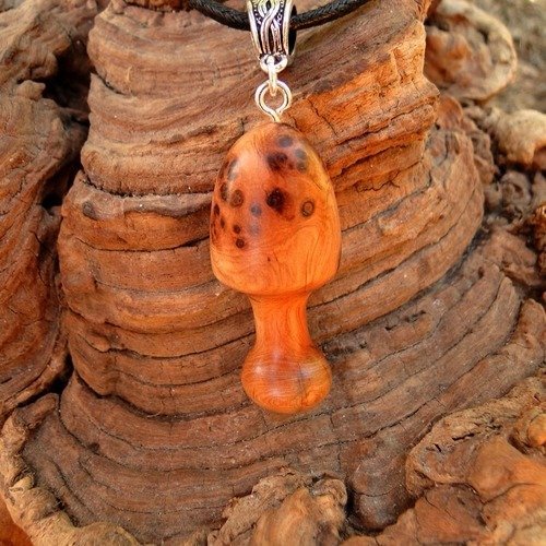 Pendentif champignon sculpté 