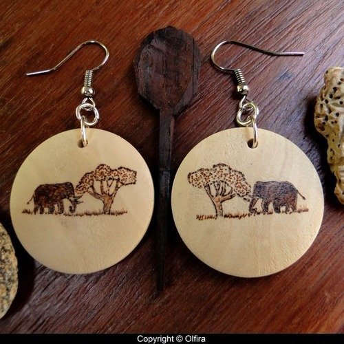 Boucles d'oreilles éléphant, nature 