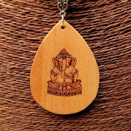 Pendentif ganesh bois 