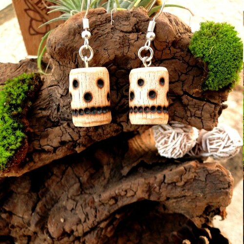 Boucles d'oreilles bois nature