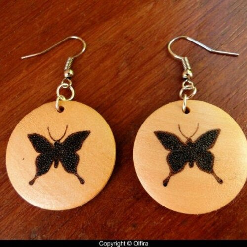 Boucles d'oreilles papillons bois