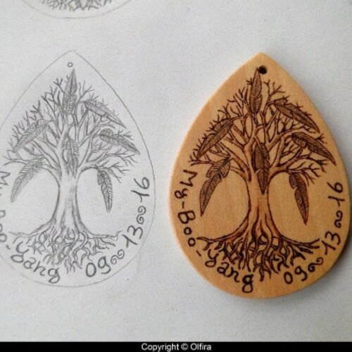 Pendentif personalisé artisanal en bois