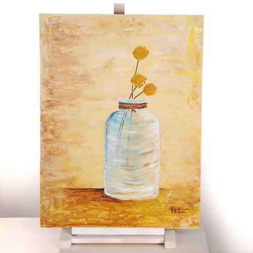 Peinture acrylique bouquet jaune