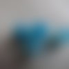 Perles rondes en verre bleu turquoise à marbrures, semi transparent - lot de 4