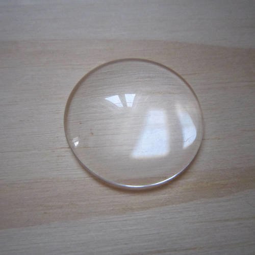Cabochon loupe rond en verre transparent incolore - 25 mm