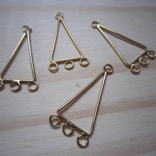 Lot de 2 connecteurs - composants triangulaires à anneaux - métal doré