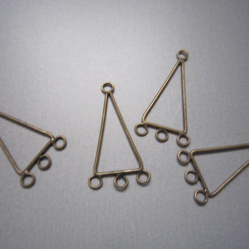 Lot de 2 connecteurs - composants triangulaires à anneaux - métal couleur bronze