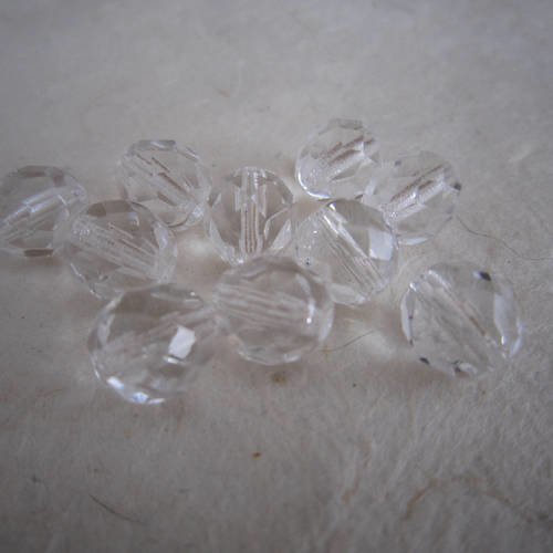 Perles rondes à facettes en cristal (verre) - 8 mm - lot de 10