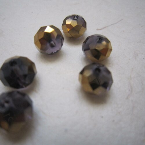 Lot de 6 perles de cristal à facettes de couleur brun et doré
