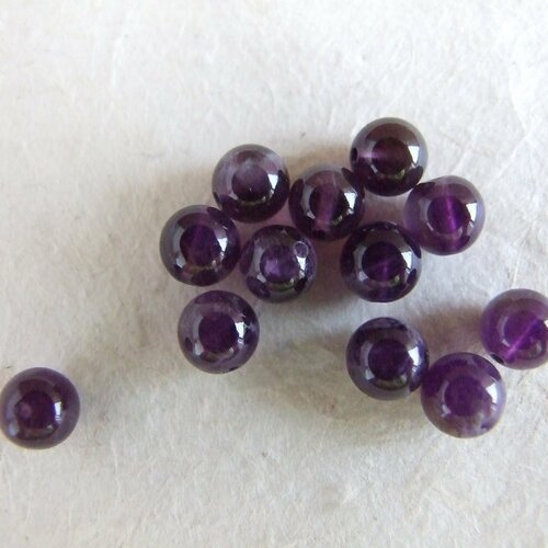 Perles rondes en améthyste - 6 mm - lot de 6