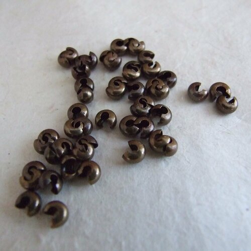 Cache perles à écraser métal couleur bronze - 5 mm - lot de 10