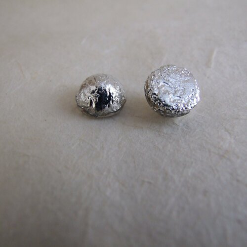 Perles dome bead en verre de bohême - etched labrador full - argenté clair brillant - lot de 2