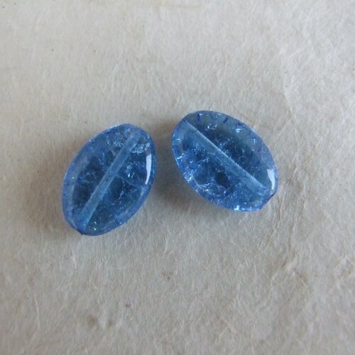 Perles palets bleu clair en verre craquelé - lot de 2