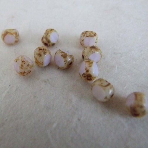 Perles 3 cut picasso rose pâle - 6 mm - lot de 5