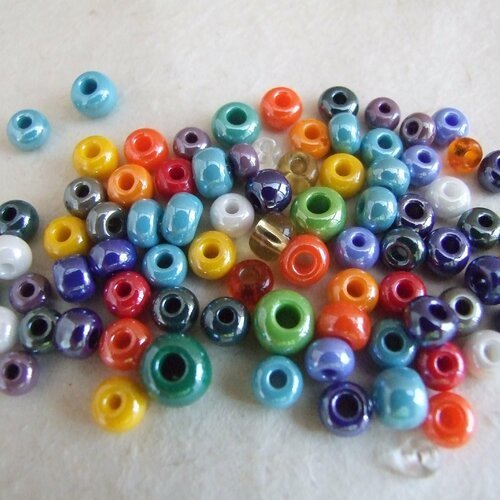 Lot de 10 g de perles multicolores en verre