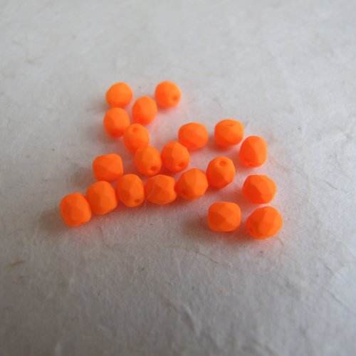 Perles de verre à facettes orange vif - lot de 10