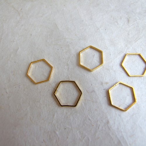 Breloques connecteurs hexagones en métal doré - lot de 5