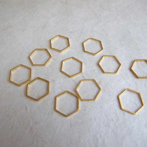 Breloques connecteurs hexagones en métal doré - lot de 10