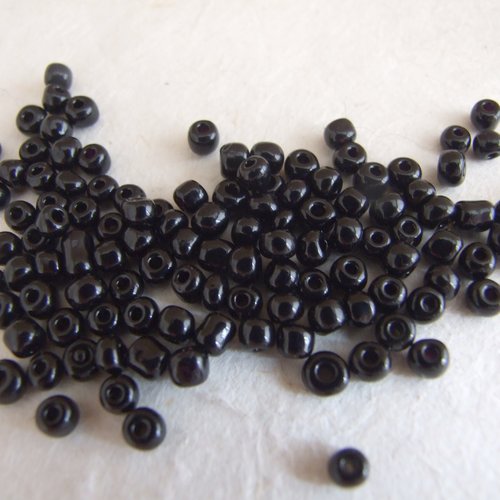 Lot de perles de rocaille noir, diamètre 4 mm - 16 g