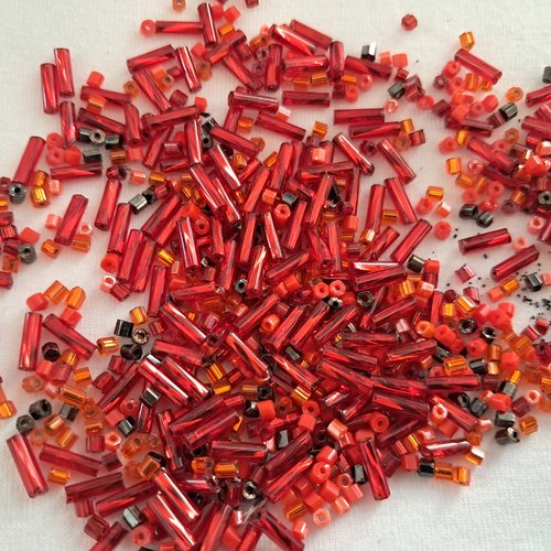Lot de perles miyuki tubulaires et classique - rouge et noir
