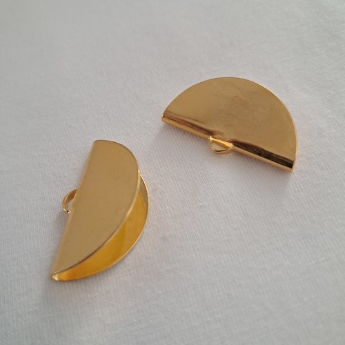 2 embouts courbes - laiton doré  - 15 x 28 mm