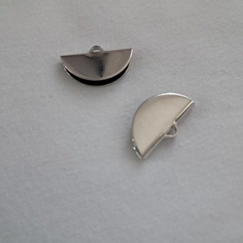 2 embouts courbes - laiton argenté - 9 x 19 mm