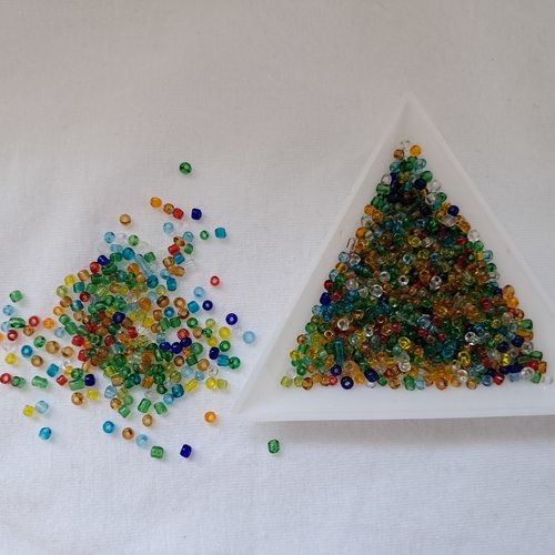 Lot de perles de rocaille multicolore, diamètre 1,5 mm - 12 g