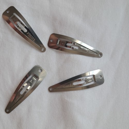 Barrettes pinces à cheveux clip en métal argenté - 5 cm - lot de 2