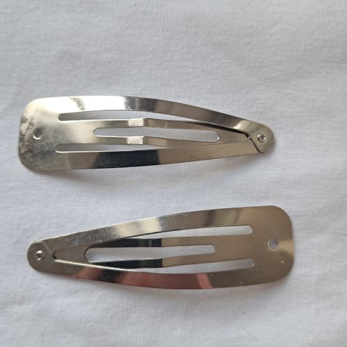 Barrettes pinces à cheveux clip en métal argenté trouées - 6,7 cm
