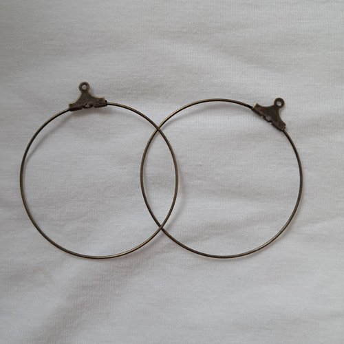 Lot de 2 boucles d'oreille créoles en métal couleur bronze - 40 mm