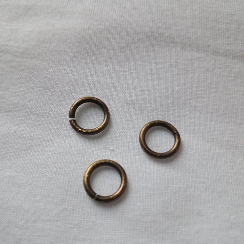 Anneaux ouverts en métal de couleur bronze - 10 mm