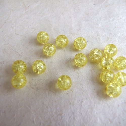 Perles rondes en verre de bohême jaune effet craquelé