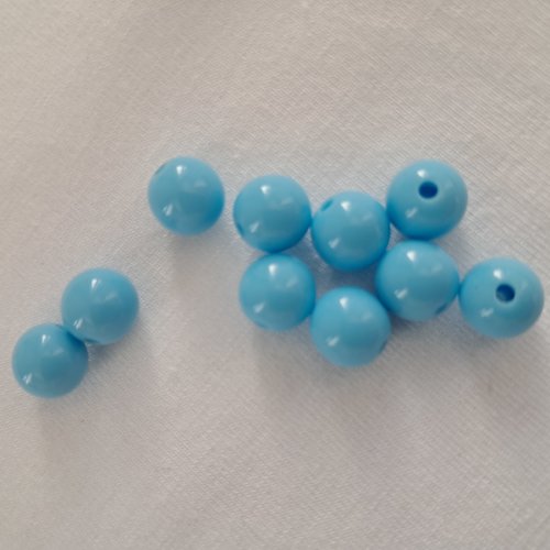 Perles rondes bleu turquoise vif en verre de bohême - 8 mm - lot de 5