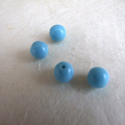 Perles rondes bleu turquoise clair en verre de bohême - 8 mm - lot de 8