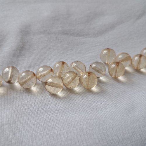 Perles rondes beige champagne en verre - 8 mm - lot de 2