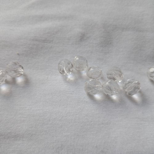 Perles ovales à facettes transparentes incolores en verre de bohême - 8 mm - lot de 2