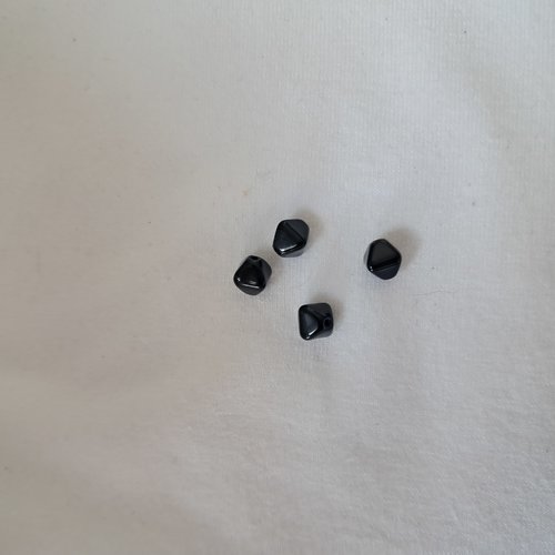 Perles toupies noire en verre - lot de 4