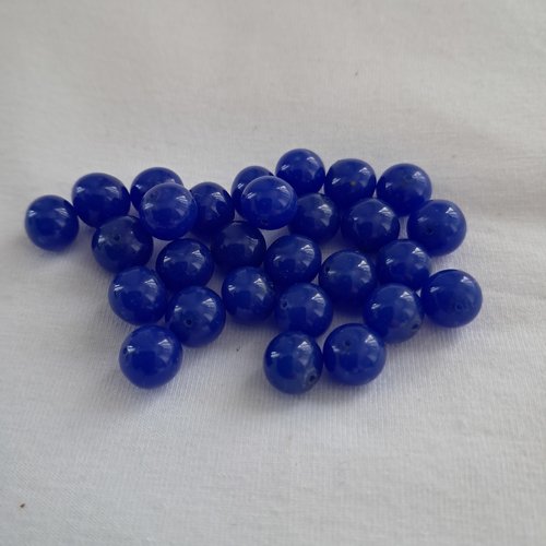 Perles rondes bleu vif en verre de bohême - 6 mm - lot de 2