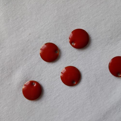 Lot de 5 sequins émaillés en résine époxy coloris rouge