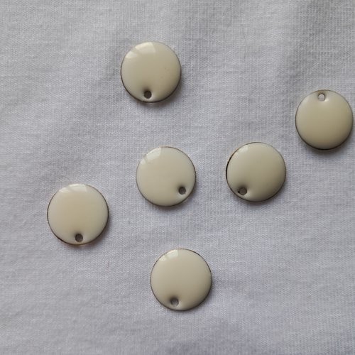 Lot de 2 sequins émaillés en résine époxy coloris blanc cassé