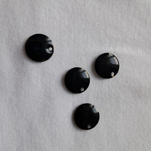 Lot de 2 sequins émaillés en résine époxy coloris noir
