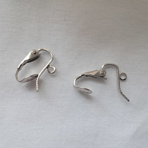 Clips tiges pour boucles d'oreille en métal argenté - lot de 2