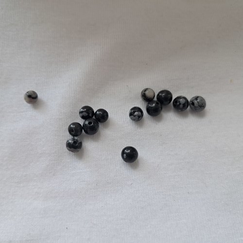Perles rondes en obsidienne mouchetée - 4 mm - lot de 14